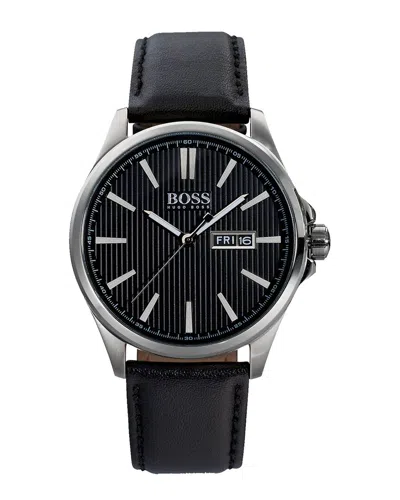 Hugo Boss Men's The James Black Dial Watch In Silver