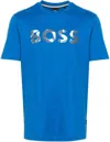 Hugo Boss Logo-print Cotton T-shirt In Blue