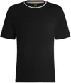 Hugo Boss Interlock-cotton T-shirt With Color-block Collar In Black
