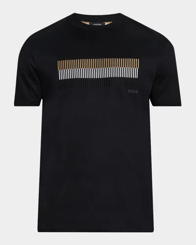 Hugo Boss Men's Thompson Raised Stripe Graphic T-shirt In Black