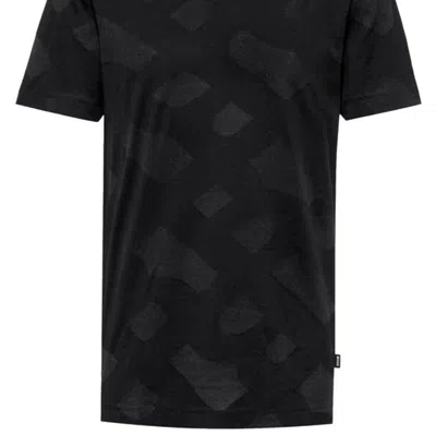 HUGO BOSS MEN'S TIBURT 355 BLACK JACQUARD LOGO SHORT SLEEVE CREW NECK T-SHIRT