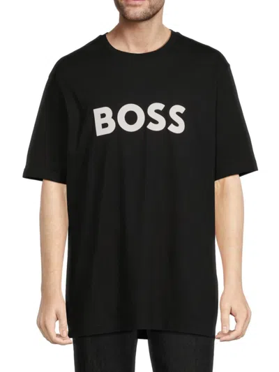 Hugo Boss Men's Tiburt Logo Crewneck T Shirt In Black