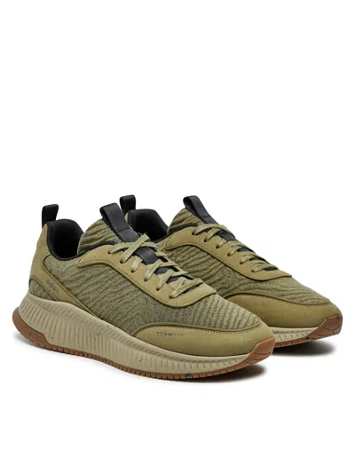 HUGO BOSS MEN'S TITANIUM EVO RUNNING SNEAKERS, DARK GREEN