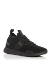 Hugo Boss Knitted-upper Low-top Sneakers In Black