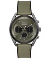 Hugo Boss Men's Top Quartz Fashion Chronograph Black Silicone Green Fabric Watch 44mm In Green