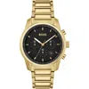 Hugo Boss Men's Trace Ionic Thin Gold-tone 1 Steel Bracelet Watch, 44mm Women's Shoes In Black