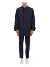 Hugo Boss Boss Classic Button-up Black Trench Coat With Extended Back Hem In Blue