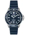 Hugo Boss Men's Troper Sport Quartz Basic Calendar Blue Silicone Watch, 42mm In Blue