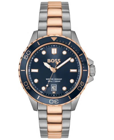 Hugo Boss Men's Troper Sport Quartz Basic Calendar Two Tone Stainless Steel Watch, 42mm In Multi