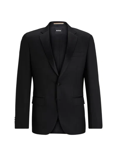 Hugo Boss Slim-fit Suit In A Micro-pattern Wool Blend In Grey