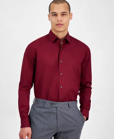 Hugo Boss Men's Valerio Long Sleeve Button-front Solid Shirt In Dark Pink