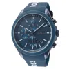 Hugo Boss Blue-plated Chronograph Watch With Blue Silicone Strap Men's Watches In Blue