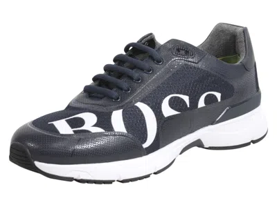 Pre-owned Hugo Boss Men's Velocity Dark Blue Memory Foam Sneakers Shoes