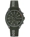 Hugo Boss Men's Velocity Quartz Fashion Chronograph Green Silicone Strap Watch 44mm In Green