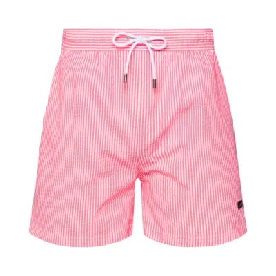 Hugo Boss Velvetfish Striped Swim Shorts In Pink