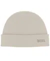 Hugo Boss Men's Waffle Logo Detail Beanie In Neutral