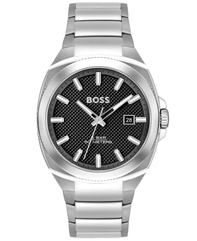 Hugo Boss Boss Men's Walker Quartz Basic Calendar Silver-tone Stainless Steel Watch 41mm