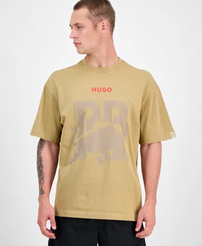 Hugo Boss Men's Washed Fanwear Oversized Short Sleeve Crewneck Bull Graphic T-shirt In Brown