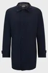 Hugo Boss Waterproof Coat Blended With Wool In 404