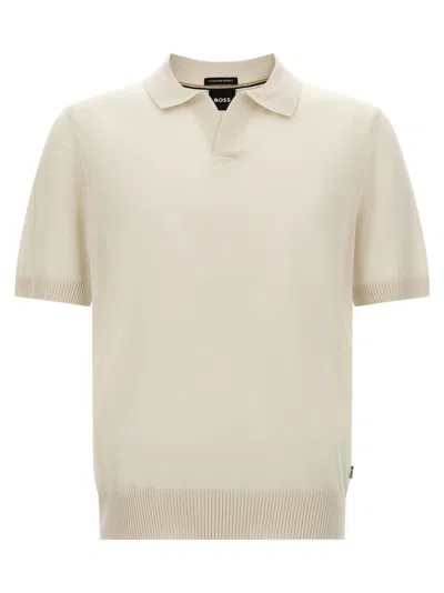 Hugo Boss Men White Regular Polo Sweater In Neutral
