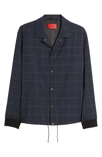 Pre-owned Hugo Boss Men's Windowpane Check Jacket Msrp $445 In Blue