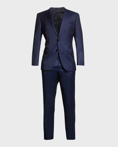 HUGO BOSS MEN'S WOOL BASIC TWO-PIECE SLIM FIT SUIT, BLUE,PROD210910006