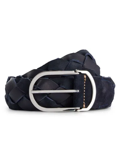 HUGO BOSS MEN'S WOVEN-SUEDE BELT WITH BUCKLE