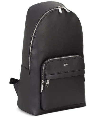 Hugo Boss Men's Zair Leather Large Backpack In Black