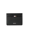 Hugo Boss Money-clip Leather Cardholder In Black