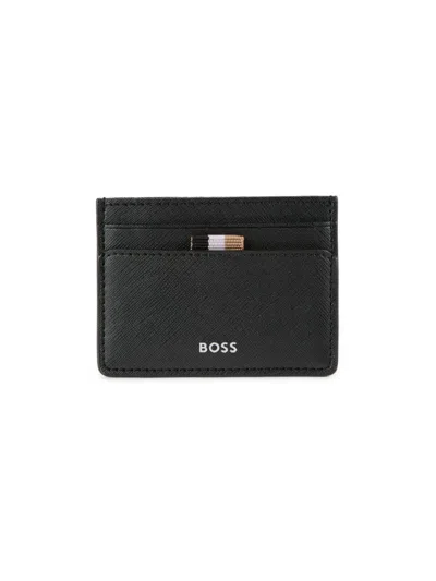 Hugo Boss Money-clip Leather Cardholder In Black