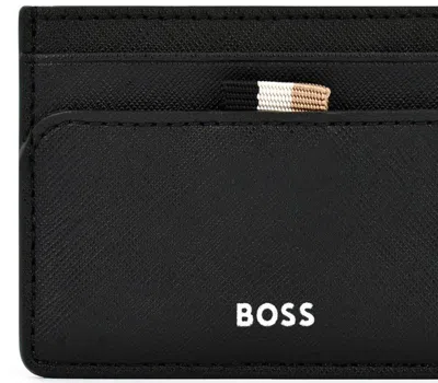 Hugo Boss Zair Faux-leather Card Holder In Black