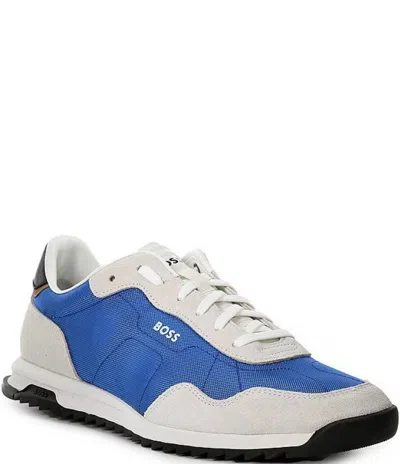HUGO BOSS MEN'S ZAYN LOW PROFILE SNEAKERS, OPEN BLUE