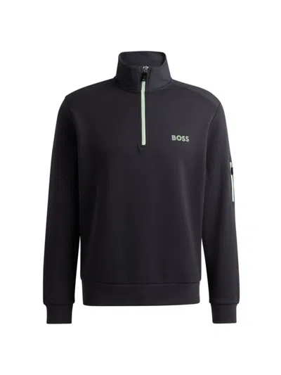 Hugo Boss Men's Zip-neck Sweatshirt In Anthracite