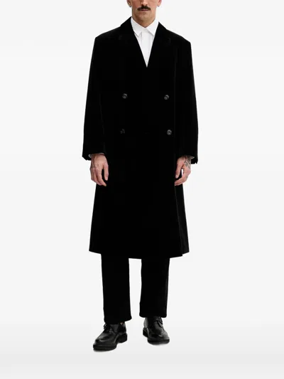 Hugo Boss Menci2541 Double-breasted Coat In Black
