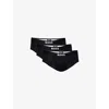 Hugo Boss Mens 001 Black Boss One X David Beckham Logo-waistband Pack Of Three Stretch-cotton Hipster Briefs In Black