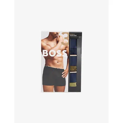 Hugo Boss Mens Branded-waistband Three-pack Bamboo Jersey Boxer Briefs 981 Open Miscellaneous
