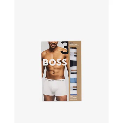 Hugo Boss Mens Revive Logo-waistband Pack Of Three Stretch-woven Boxer Trunks 982 Open Miscellaneous Xxl