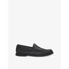 Hugo Boss Mens Boss Almond-toe Grained-leather Moccasin Loafers In Black