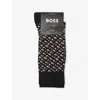 Hugo Boss Mens Black Ankle-rise Pack Of Two Stretch-cotton Blend Socks In Black