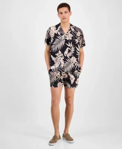 Hugo Boss Mens Beach Shirt Piranha Swim Trunks In Light Beige