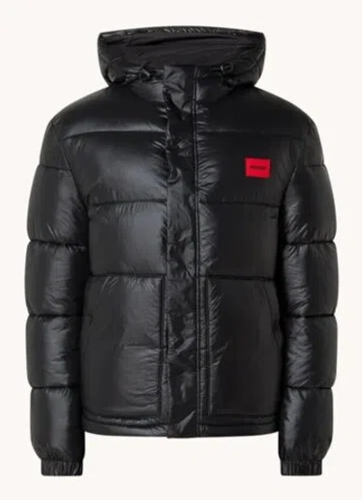 Pre-owned Hugo Boss Mens Black Baro Quilted Puffer Cotton Hooded Coat Jacket