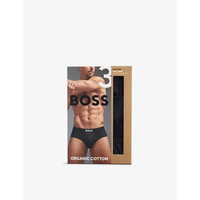 Hugo Boss Mens Black Boss One X David Beckham Logo-waistband Pack Of Three Stretch-cotton Hipster Briefs Xxl