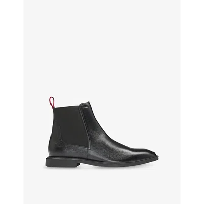 Hugo Boss Mens Hugo Brand-embossed Faux-leather Chelsea Boots In Black