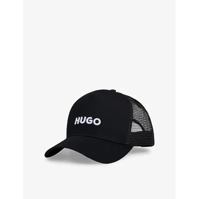 Hugo Boss Embossed Embroidered Logo Trucker Cap In Black
