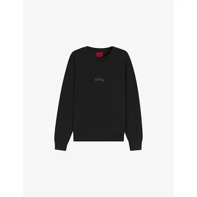 Hugo Boss Mens Black Brand-embroidered Relaxed-fit Cotton-blend Sweatshirt Xxl