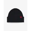 Hugo Boss Mens Hugo Brand-patch Wool-blend Bean In Black