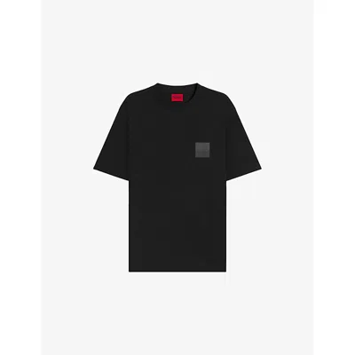 Hugo Boss Mens Hugo Brand-print Short-sleeve Cotton T-shirt In Black