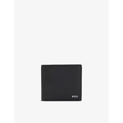 Hugo Boss Mens Black Branded Bifold Leather Wallet