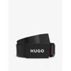 Hugo Boss Matte Leather Belt With Branded Plaque Buckle In Black