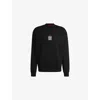 Hugo Boss Mens Black Branded-print Crewneck Cotton-jersey Sweatshirt In Black